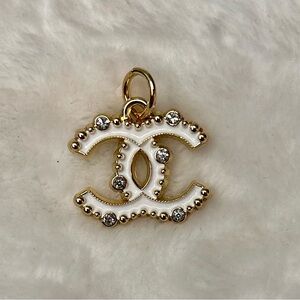 Authentic Chanel Rhinestone CC Zipper Pull Pendant Gold